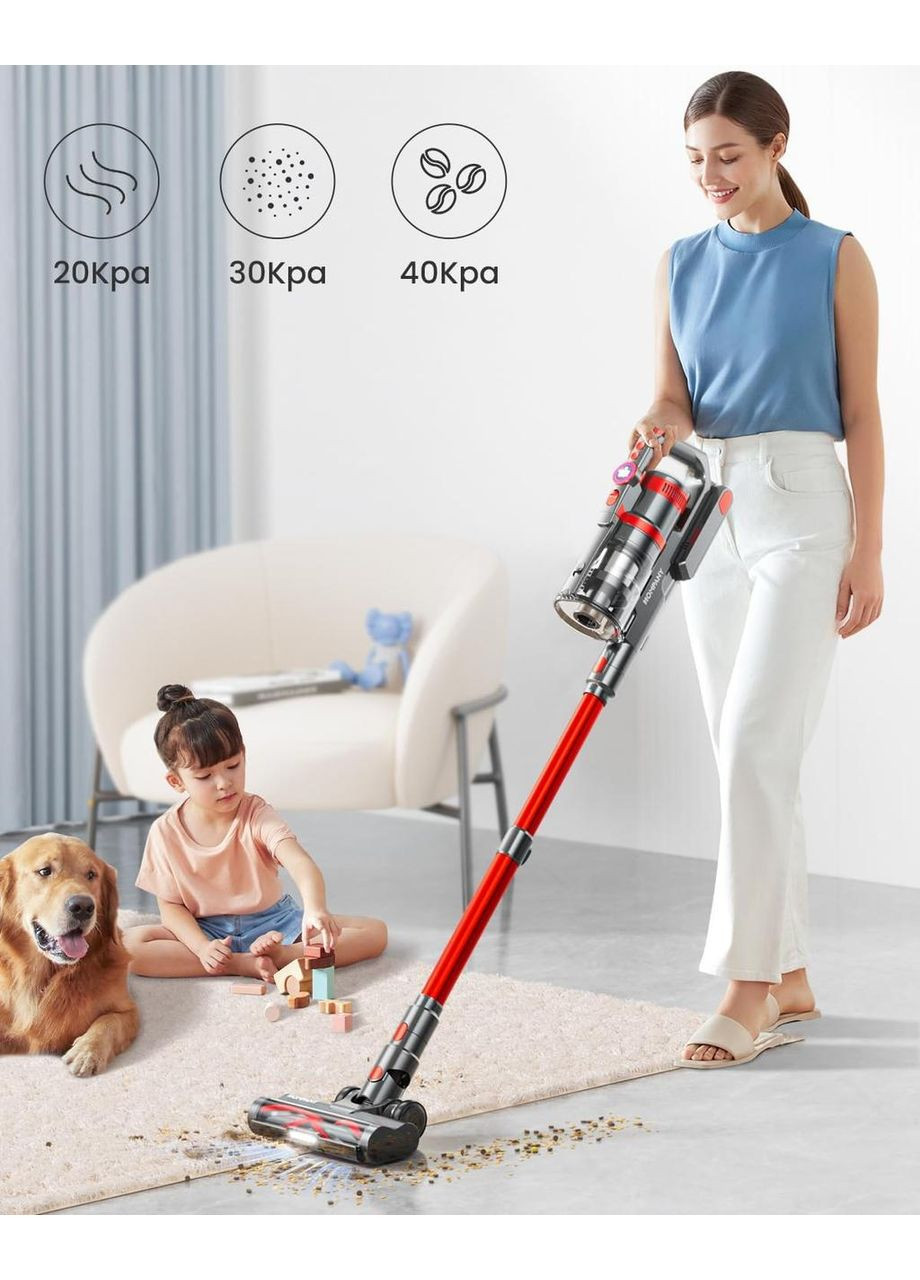 Вертикальний пилосос HOMPANY SmartVac 13 червоний бездротовий для дому No Brand (317405792)