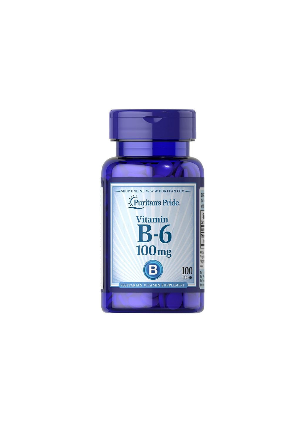 Вітамін В6 Puritan's Pride Vitamin B-6 (Pyridoxine Hydrochloride) 100 mg 100 tabs Puritans Pride (293292834)