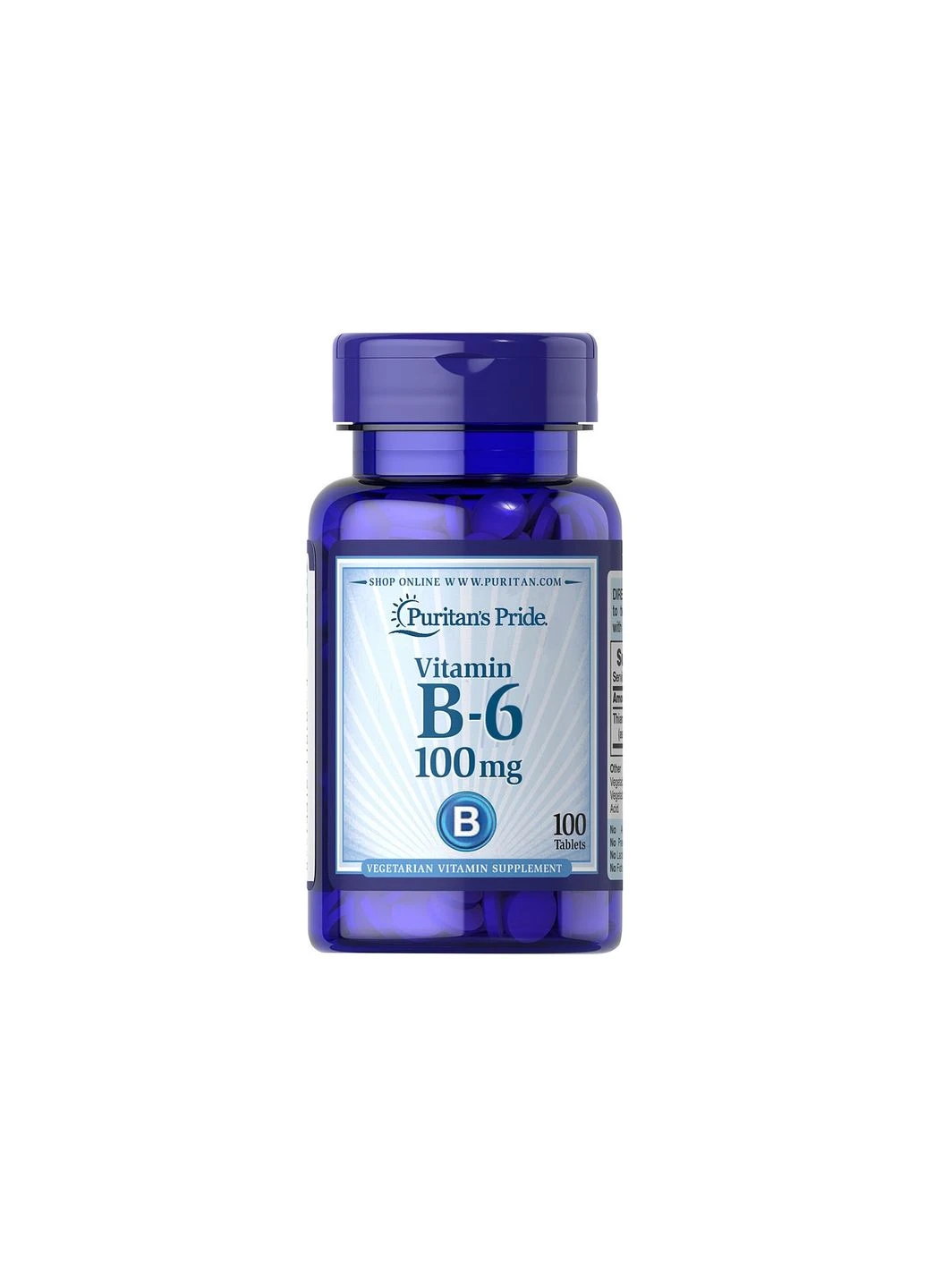 Витамин В6 Puritan's Pride Vitamin B-6 (Pyridoxine Hydrochloride) 100 mg 100 tabs Puritans Pride (293292834)
