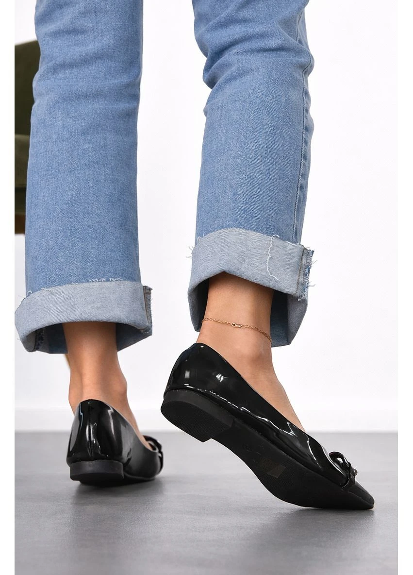 Жіночі балетки жіночі чорного кольору Let's Shop | чорні однотонні без декору штучна шкіра (386151492)