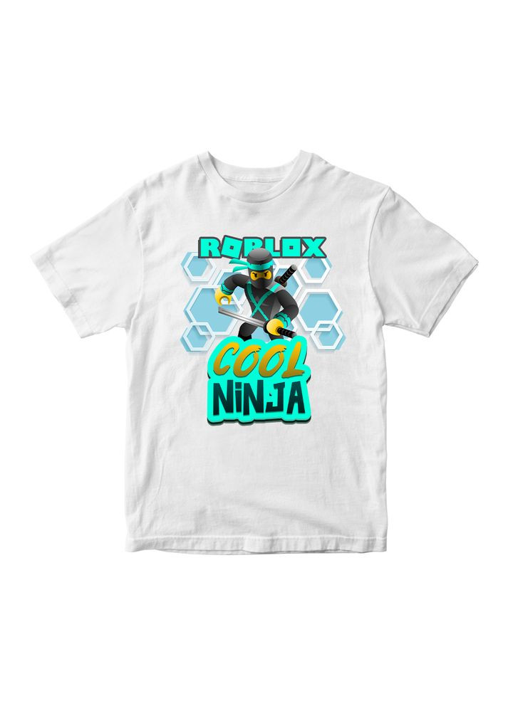 Белая демисезонная футболка белая с оригинальным принтом онлан игры roblox "cool ninja роблокс roblox " Кавун футболка