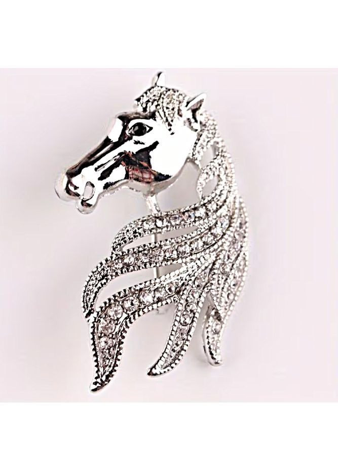 Брошка акцентна металева Сріблястий кінь No Brand (373273513)