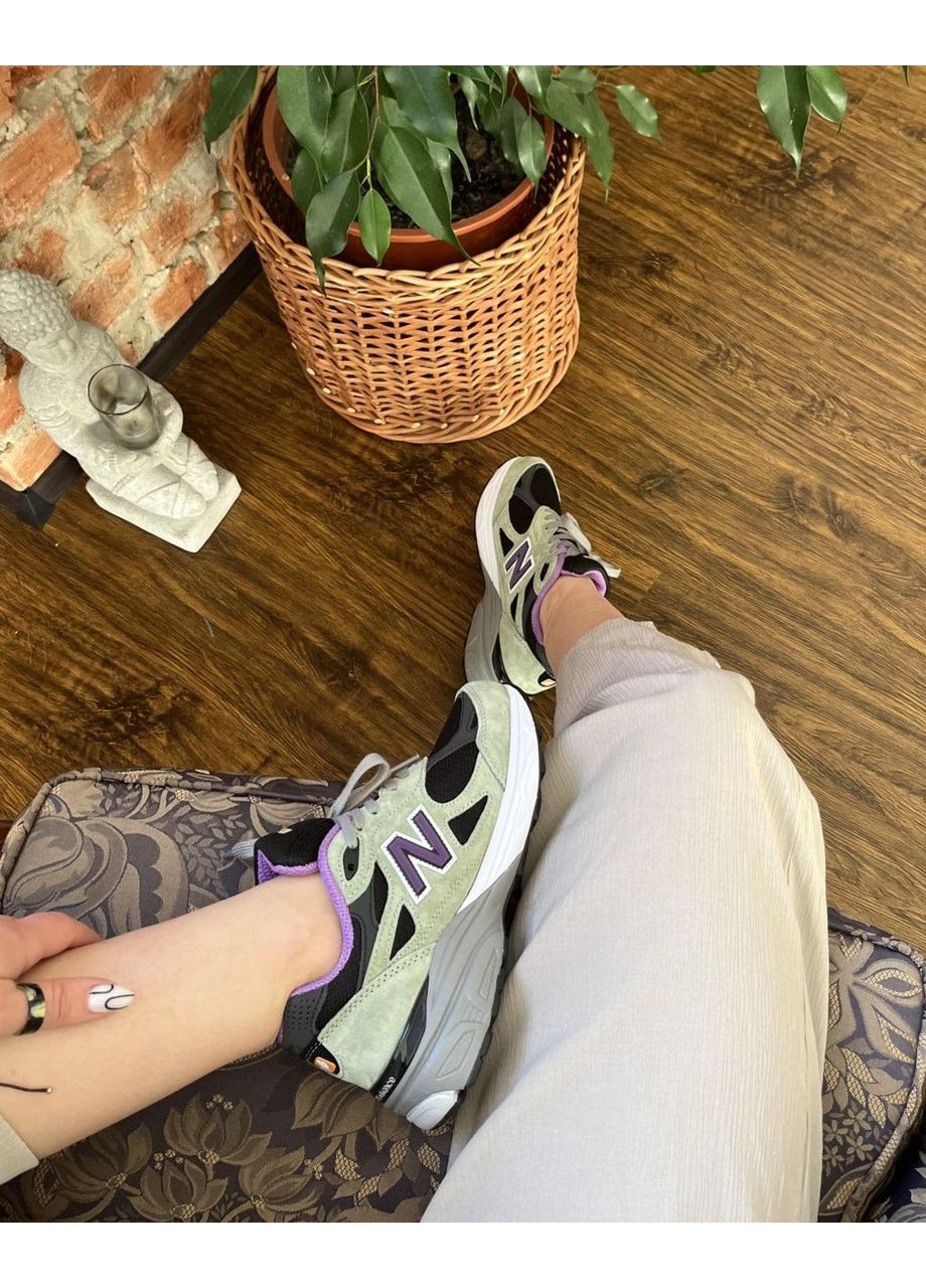 Чорні Осінні кросівки чоловічі new balance 990 black violet нью беланс 990 No Brand