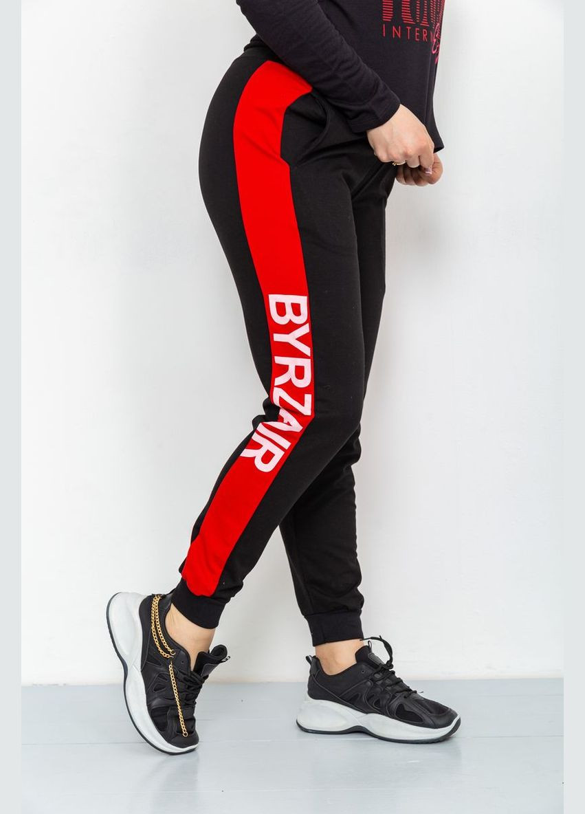 Спорт штани жіночі двонитка, колір чорно-червоний, Ager (292130928)