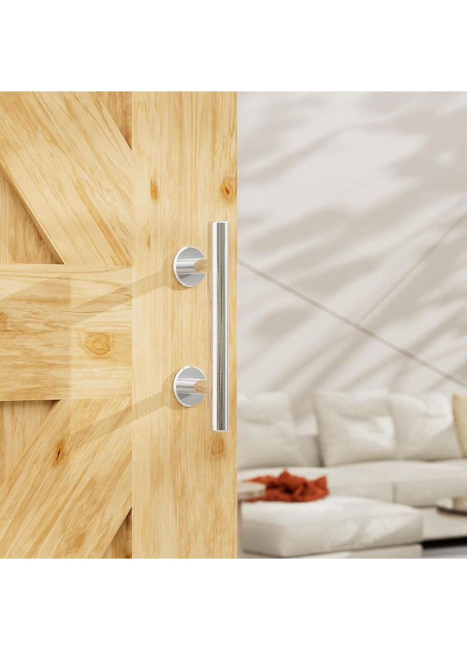 Дверная ручка для раздвижной двери 30 см двойная врезная двусторонняя, нержавеющая сталь, серебристая с креплением No Brand (361946231)