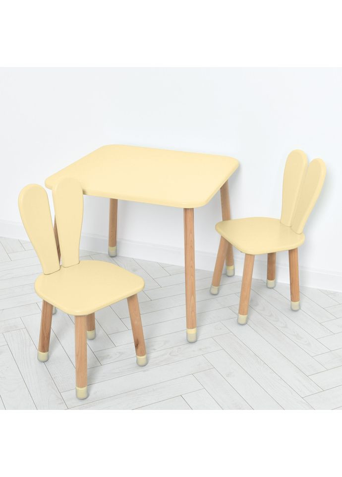 Дитячий столик зі стільцем бежевий меблі для дітей від 3 років стіл та стільці для гри Bambi (368760439)