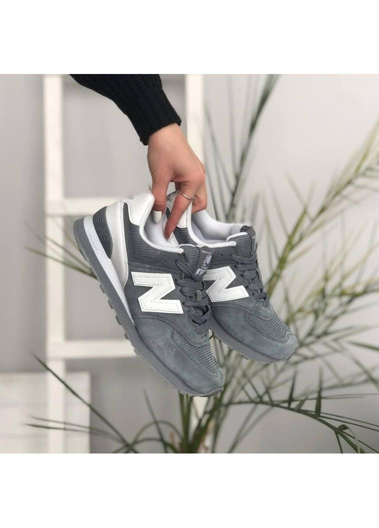 КРОСІВКИ ЖІНОЧІ NEW BALANCE 574 GREY WHITE НЬЮ БЕЛАНС 574 No Brand сірі демісезони (367173535)