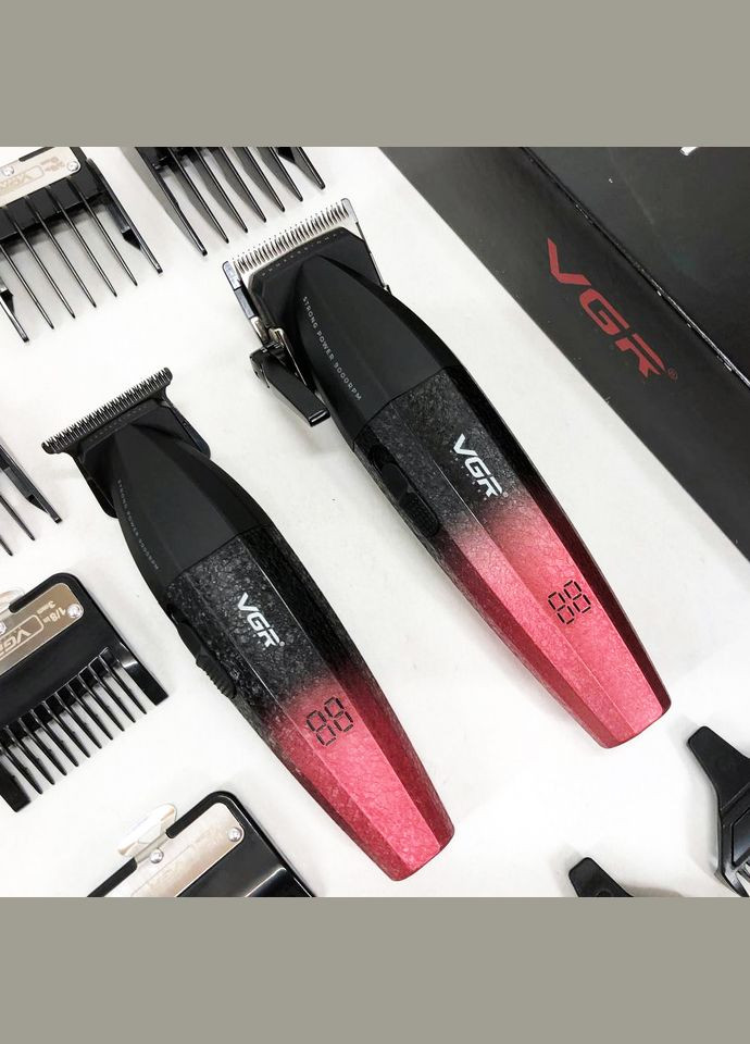 Профессиональный набор для стрижки волос V-640 аккумуляторный Barber Combo PREMIUM. Цвет: красный VGR (364665441)