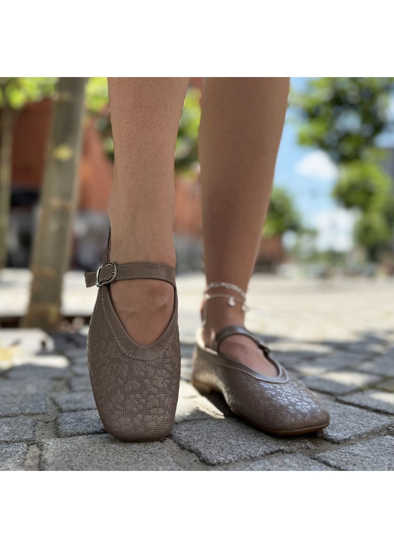 Женские балетки женские кожаные с квадратным носочком. цвет визон. 39 размер Vasha para | комбинированные (353828508)