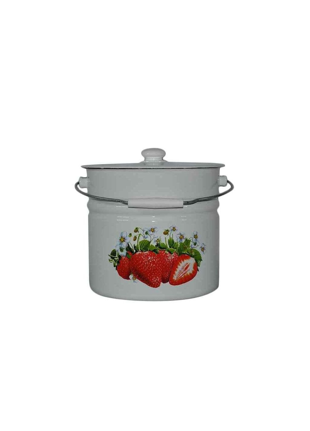 Відро емальована 12л /2 з кришкою Полуниця (І1224/2) ТМ Idilia (305593574)