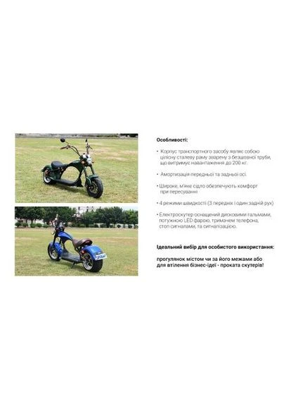 Електроскутер Chopper2000W, 60V20Ah, Green Rooder (380658601)