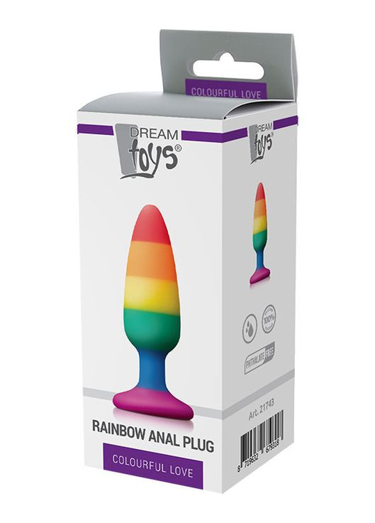 Радужная анальная пробка COLOURFUL LOVE RAINBOW ANAL PLUG MEDIUM No Brand (294181757)