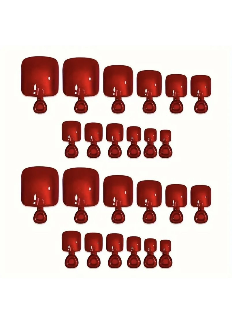 Накладні нігті для педикюру, червоне котяче око, набір 24 шт No Brand (372114391)