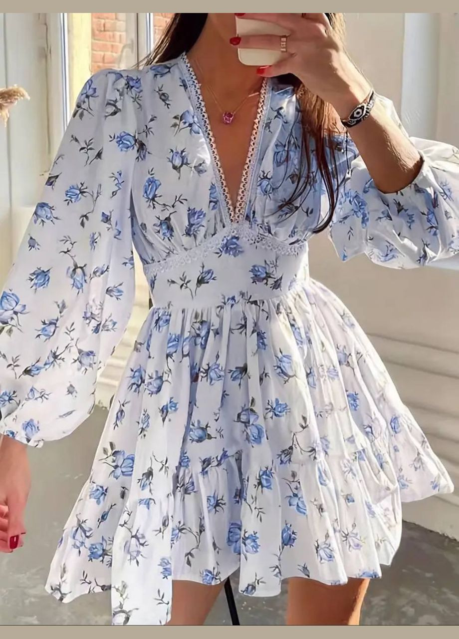 Блакитна сукня з квіточками Luna