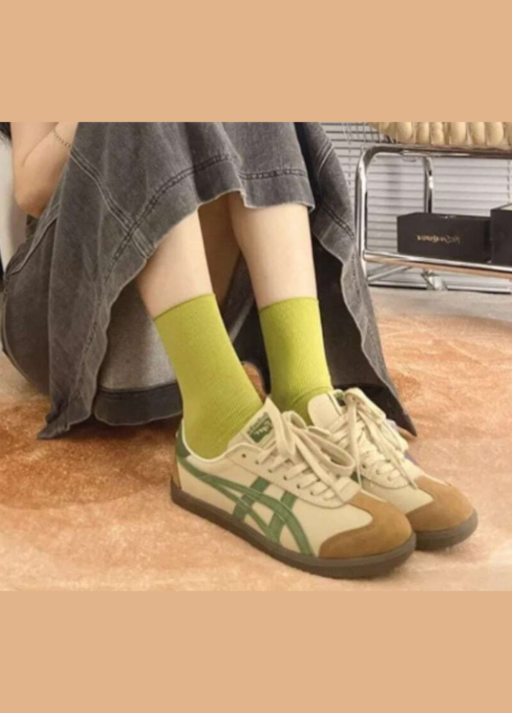 Бежеві всесезонні кросівки onitsuka tiger tokuten beige green - 1183c086-250 No Brand