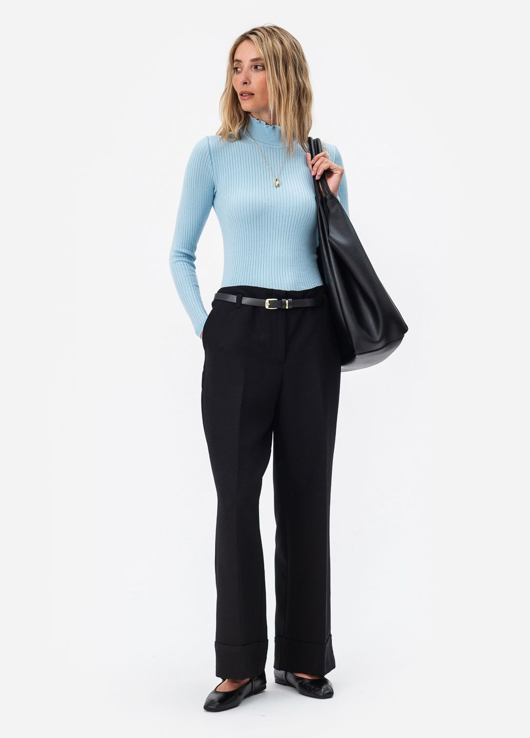 Елегантний лонгслів з хвилястим коміром - стійкою. SVTR (361361986)