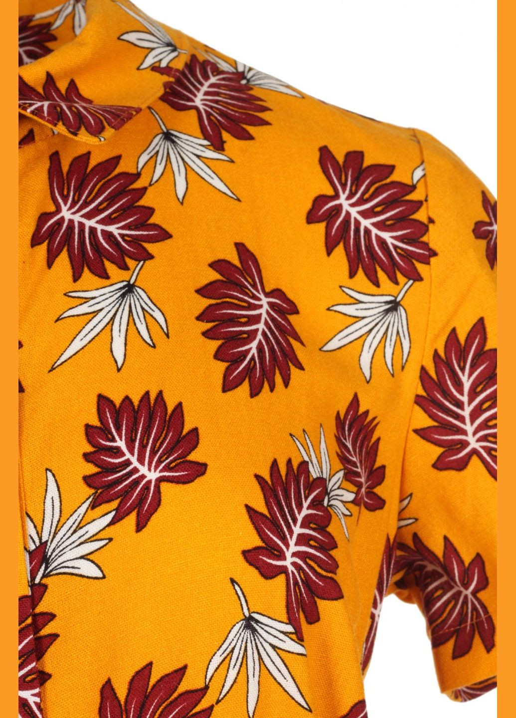 Жовтий повсякденний сукня-сорочка в бордове листя (ll142258232) LadyLike