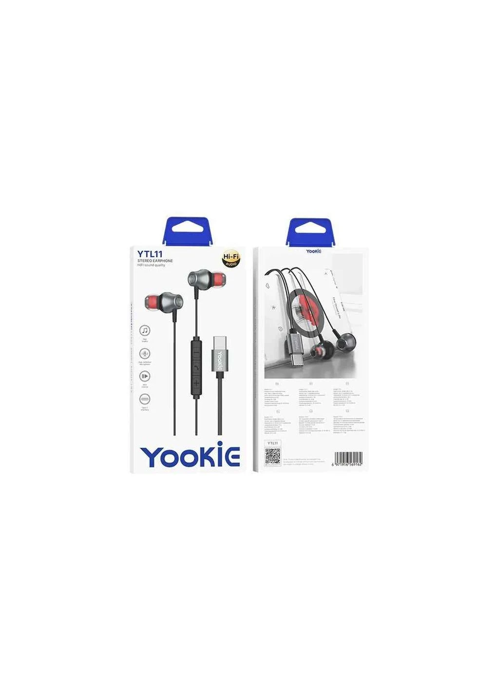 Навушники Hands Free Type-C YTL11 чорні ТМ YOOKIE No Brand (390057783)