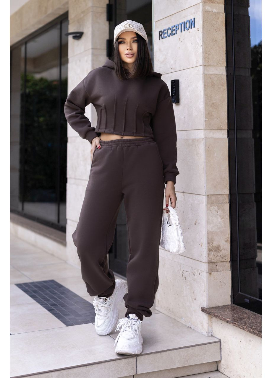 Спортивный костюм на флисе с коротким худи Fashion (360769236)