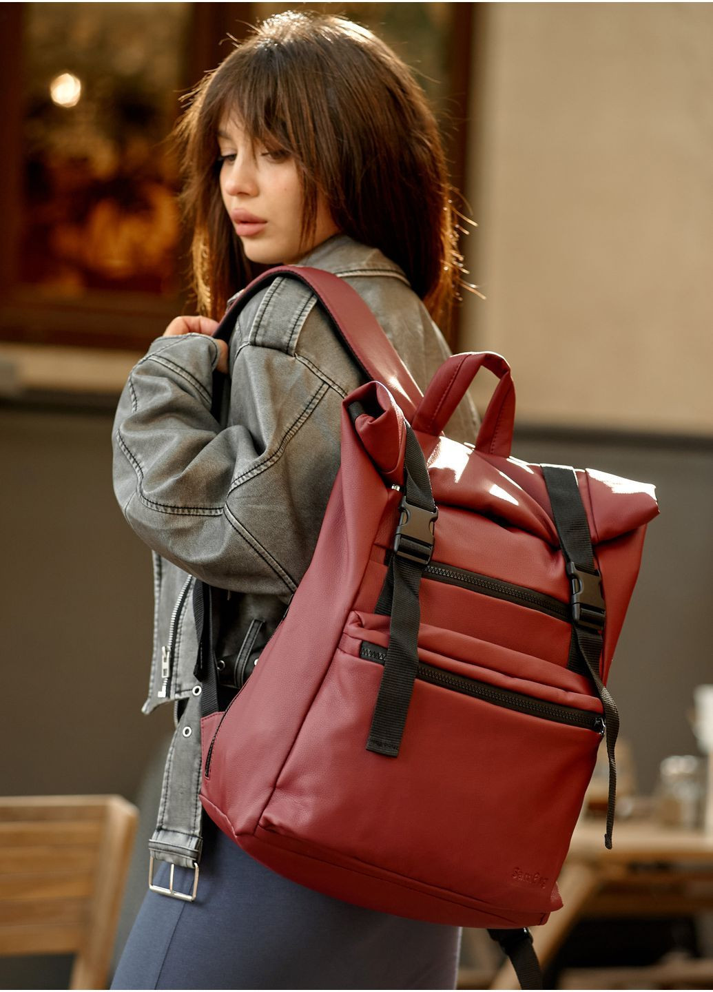 Женский рюкзак Roll Бордовый 41х30х16 см (24238005) Sambag (367912813)