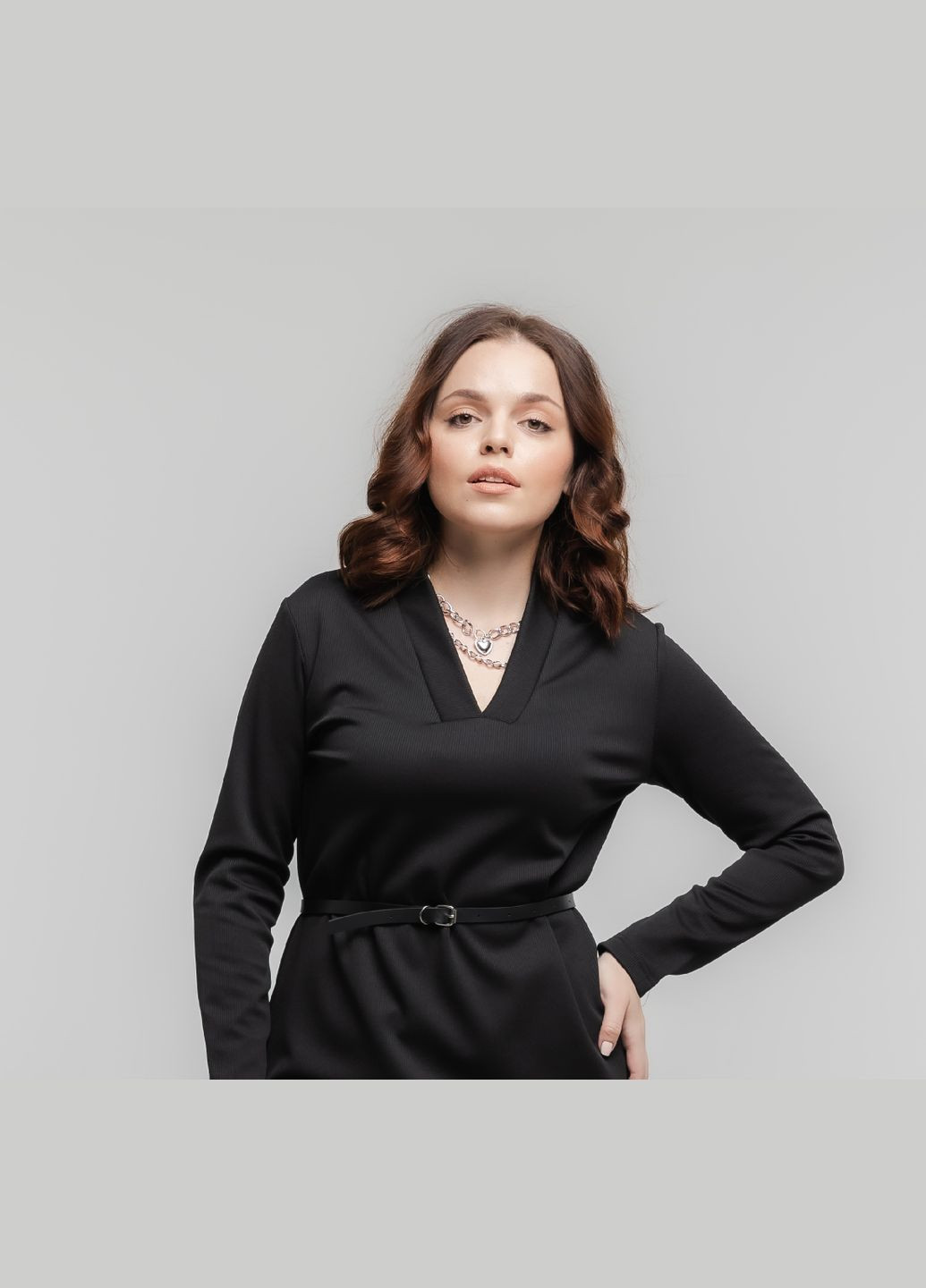 Черное деловое, повседневный, кэжуал платье на флисе футляр No Brand однотонное