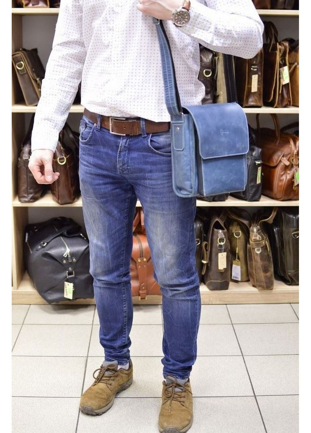 Мужская кожаная сумка через плечо 26х22х6 см TARWA (315869018)