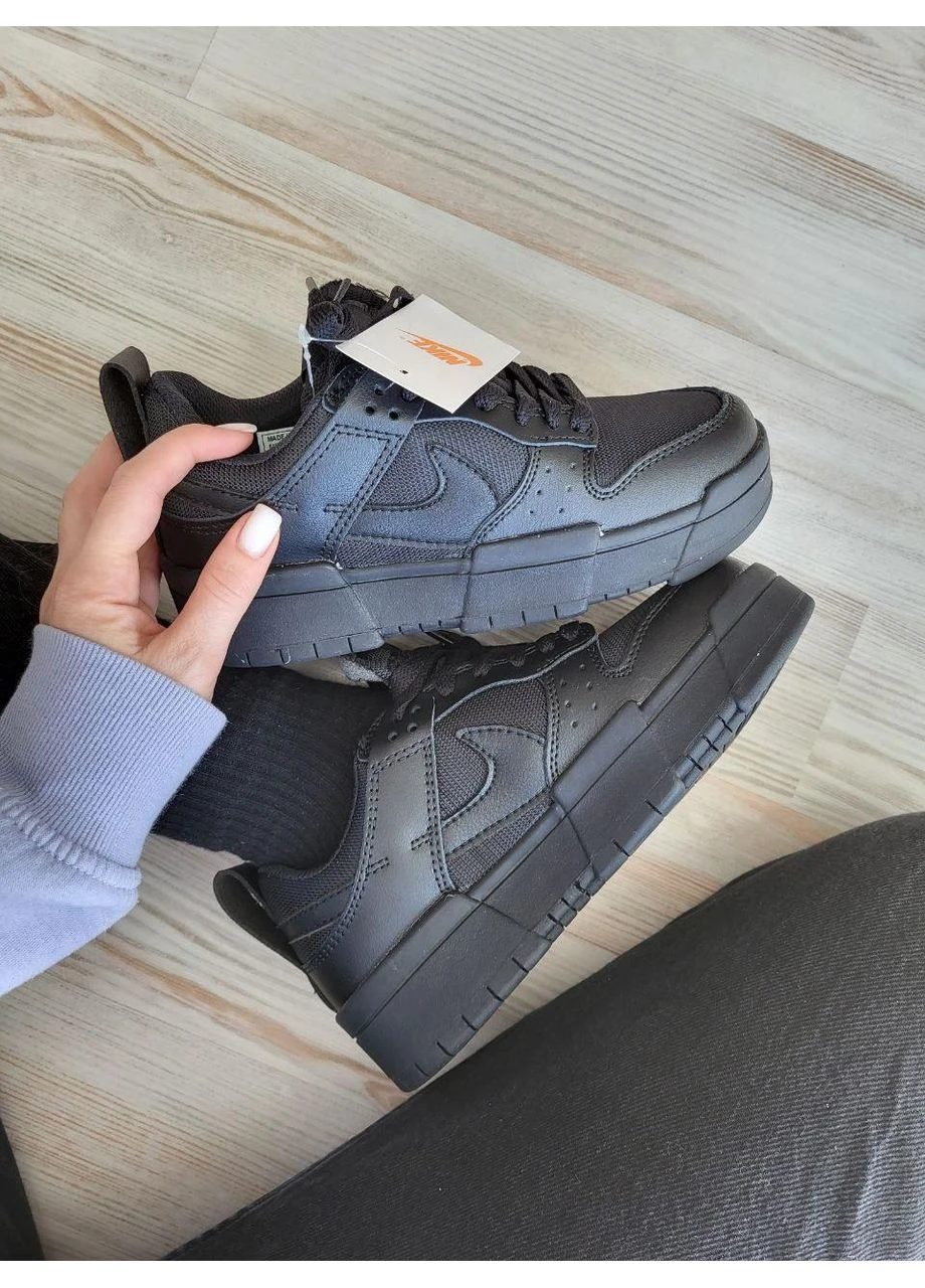 КРОСІВКИ ЖІНОЧІ NIKE DUNK LOW DISRUPT BLACK НАЙК ДАНК ЧОРНІ No Brand чорні демісезони (390651825)