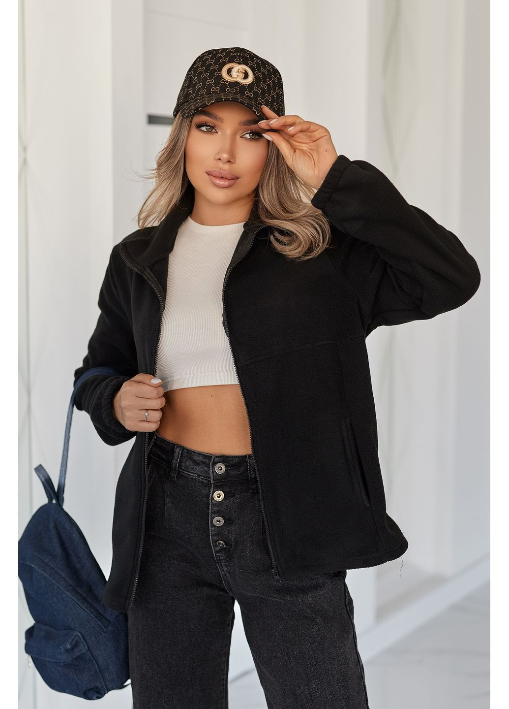 Жіноча тепла флісова кофта на блискавці без капюшона, розмір GF4179 No Brand (369723425)