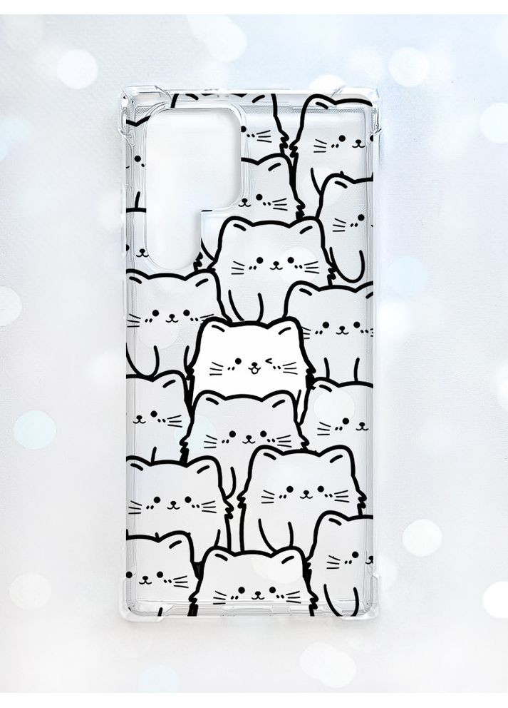 Чехол с утолщёнными углами на Samsung Galaxy S22 Ultra Котики (принт 392) CASE CONTROL (360658001)
