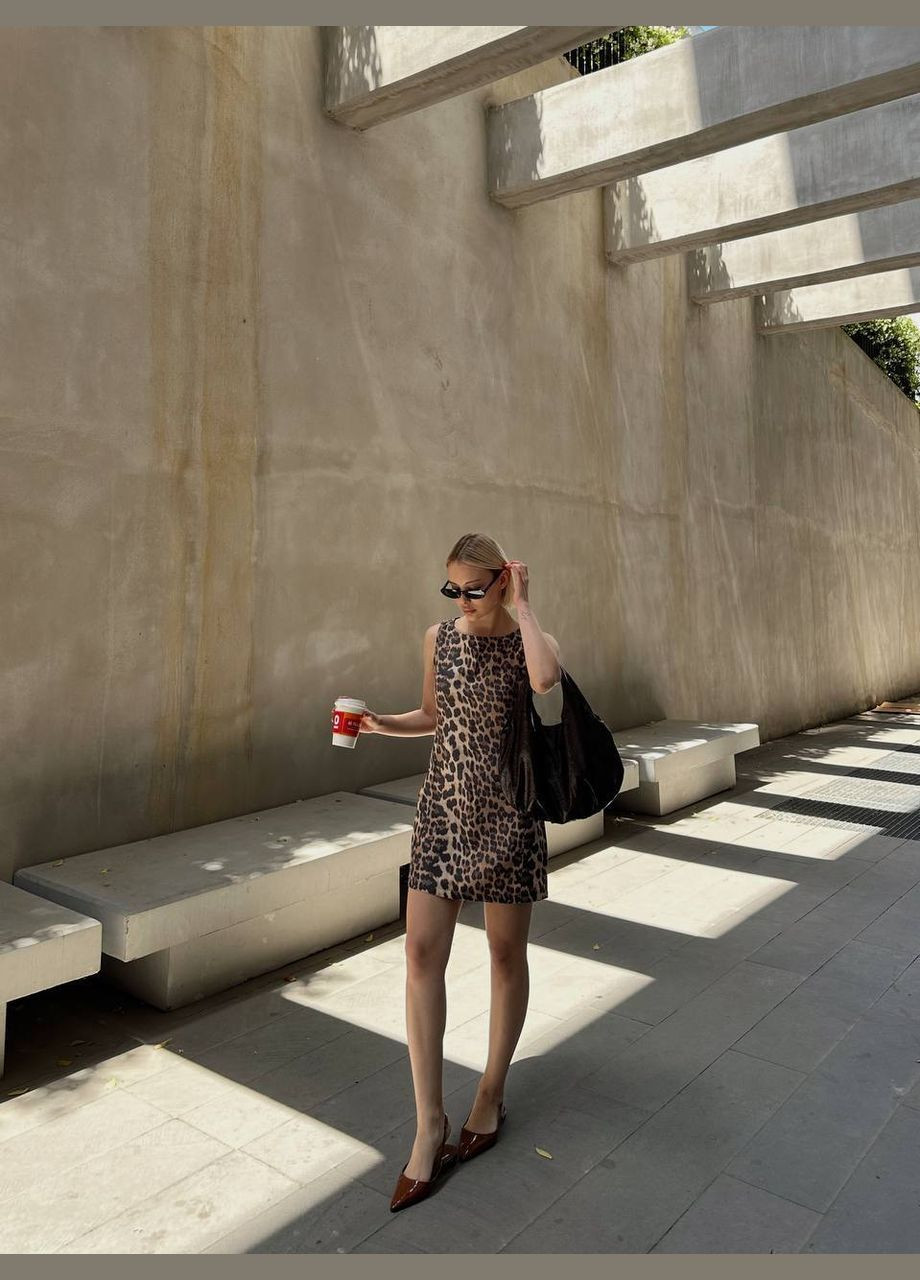 Коричневое праздничный, деловое, повседневный, кэжуал, вечернее платье женское No Brand леопардовый