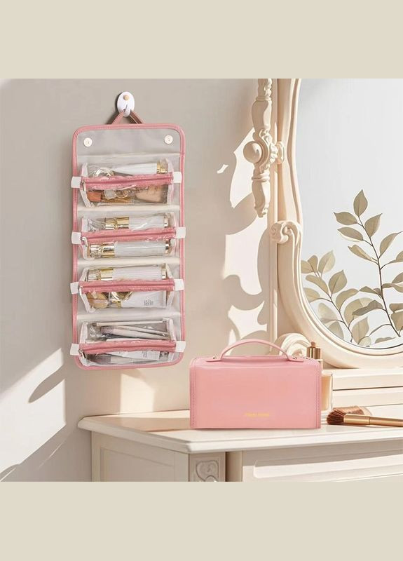 Женская косметичка SHY-02 Pink несесер органайзер дорожная бьюти кейс 5 шт. Lesko (352012895)