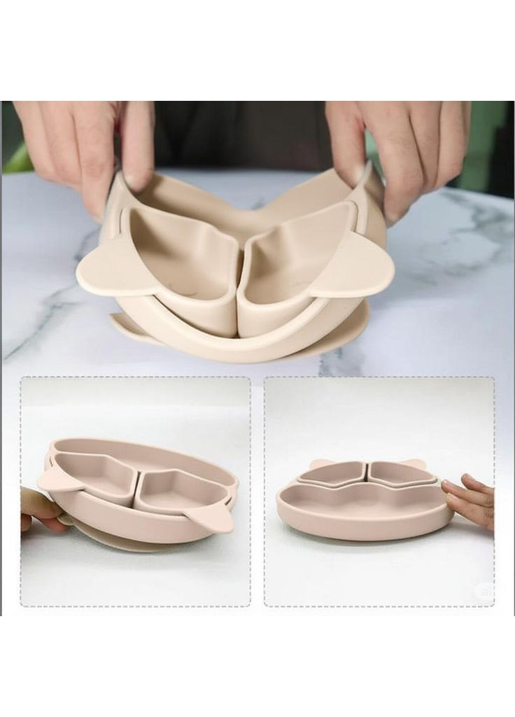 Набір силіконового дитячого посуду для прикорму на присосках із харчового силікону No Brand (362712341)