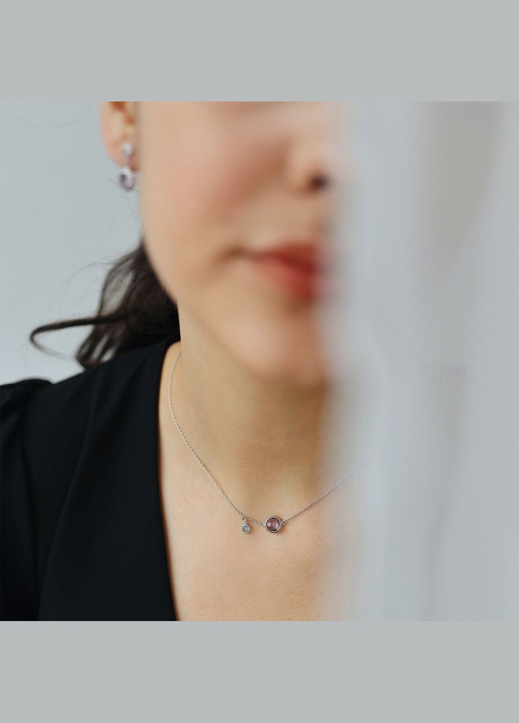 Золоті сережки - пусети (аметист, топаз) с07335 Oniks (264024570)