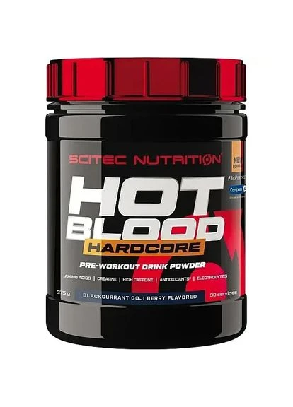 Передтренувальний комплекс Hot Blood Hardcore, ягоди годжі із чорною смородиною, 375 г Scitec Nutrition (362971376)