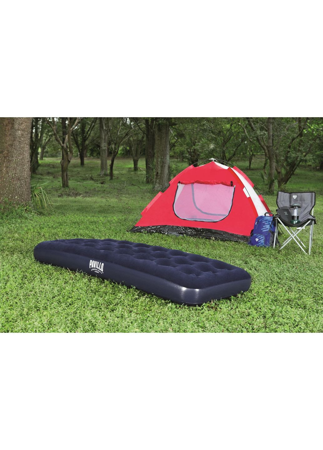 Надувной матрас для кемпинга одноместный с велюровым покрытием до 100кг 67000 185x76x22см Bestway (350349045)