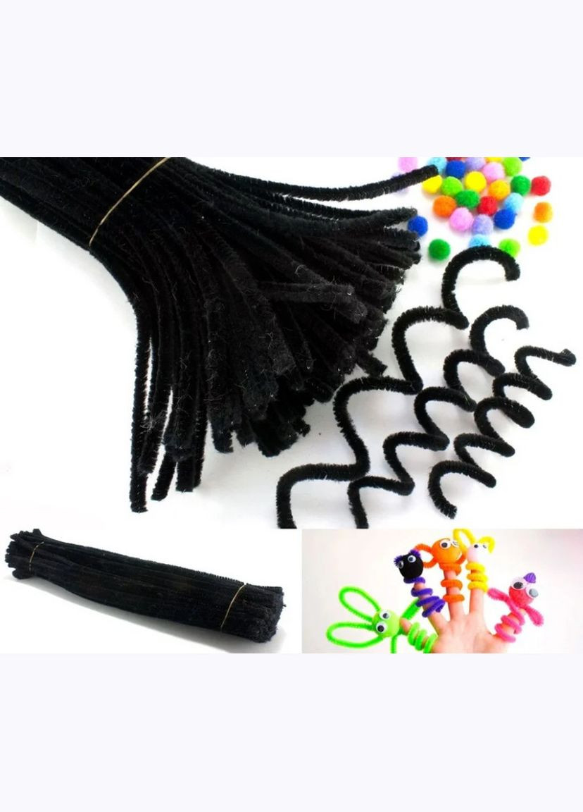 Проволока синельная, шенил, 30 см, черная, 10 шт No Brand (341731086)