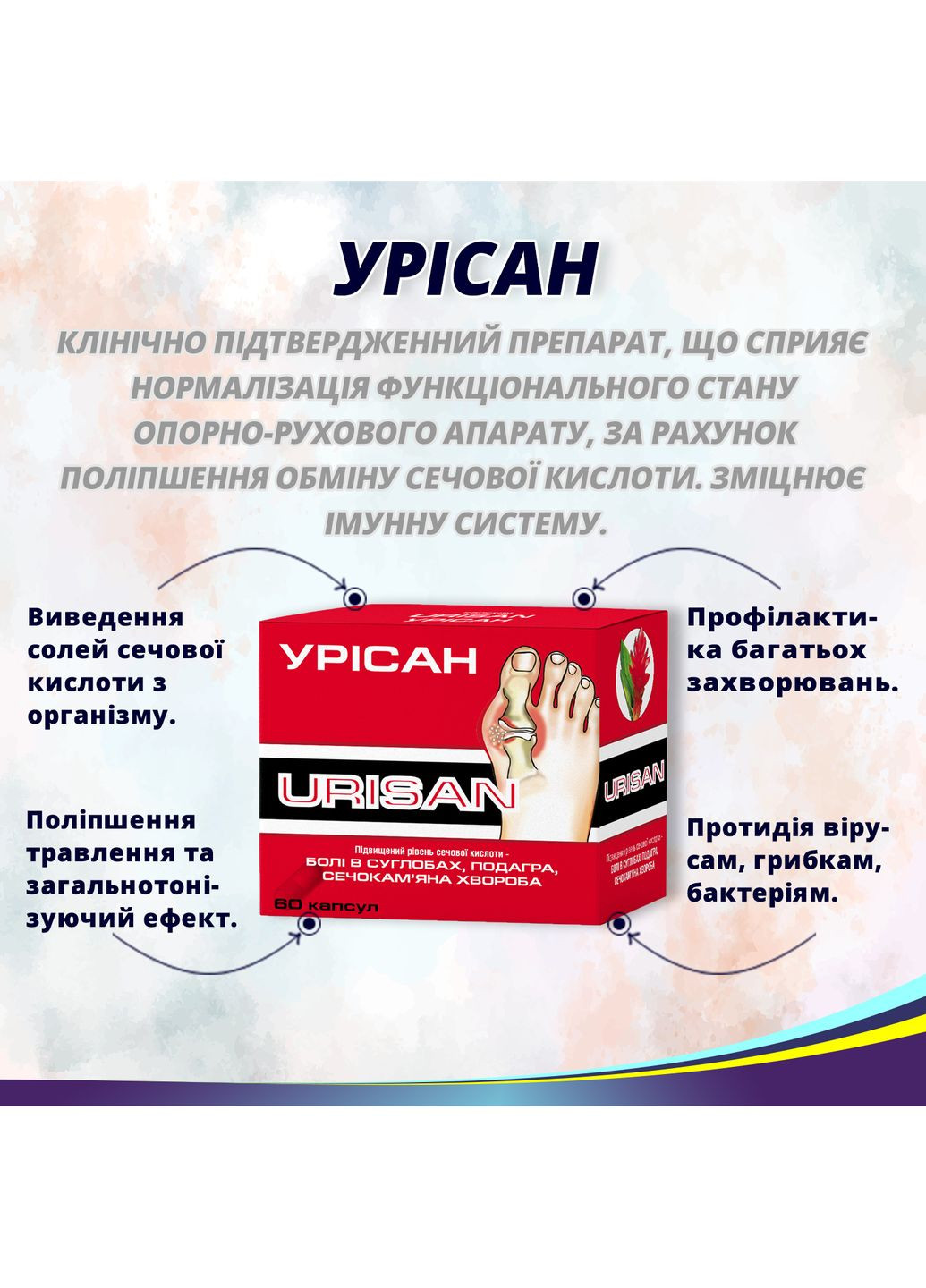 Природная добавка Урисан №60 от подагры, артрита, мочекаменной болезни Greenwood (315886252)