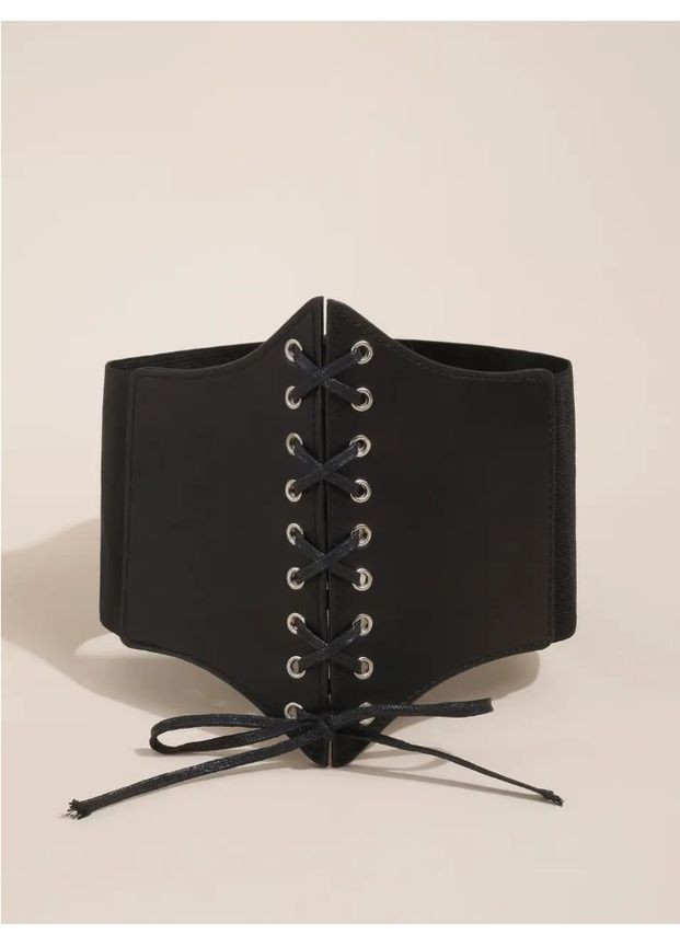 Женский эластичный корсет S из экокожи черный, регулируемый пояс-корсет One Size для талии до 90 см No Brand (362682245)