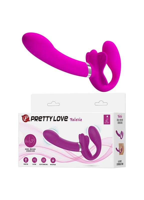 Безремневий страпон з вібрацією Valerie фуксія, 19.2 х 3.3 см Pretty Love (361670480)