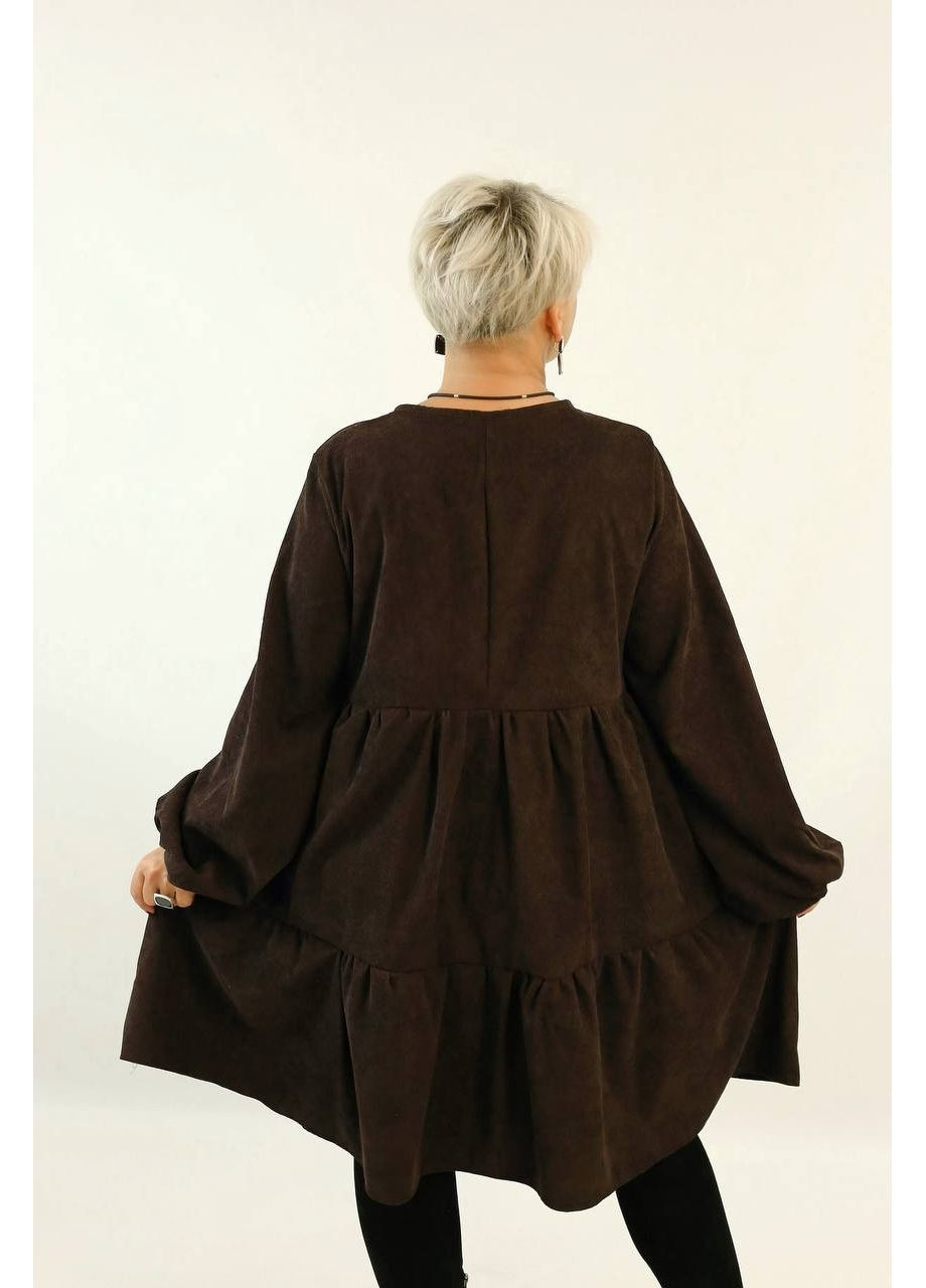 Коричнева повсякденний, кежуал, ділова жіноча сукня великих розмірів Style Point однотонна