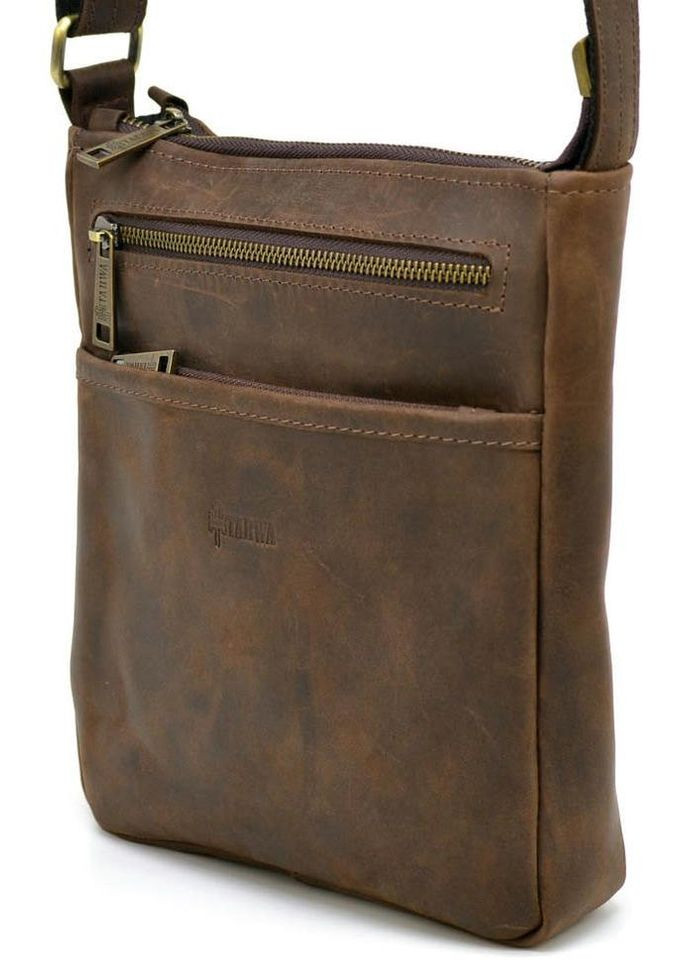 Сумка планшет через плече чоловіча з натуральної шкіри маленька Коричневий 37733 TARWA (355245426)