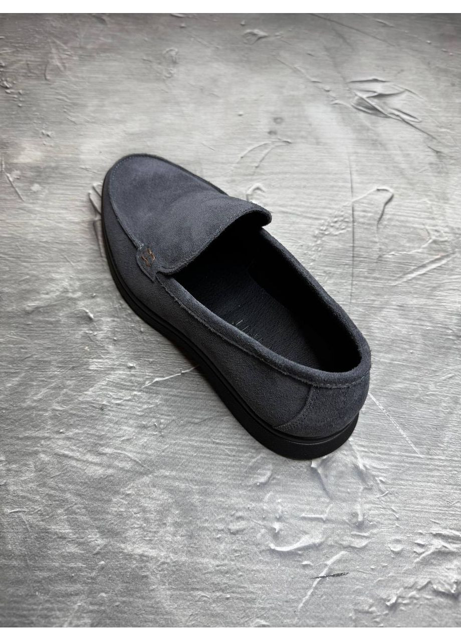 Графитовые туфли лоферы из натуральной замши, внутри кожа. Україна