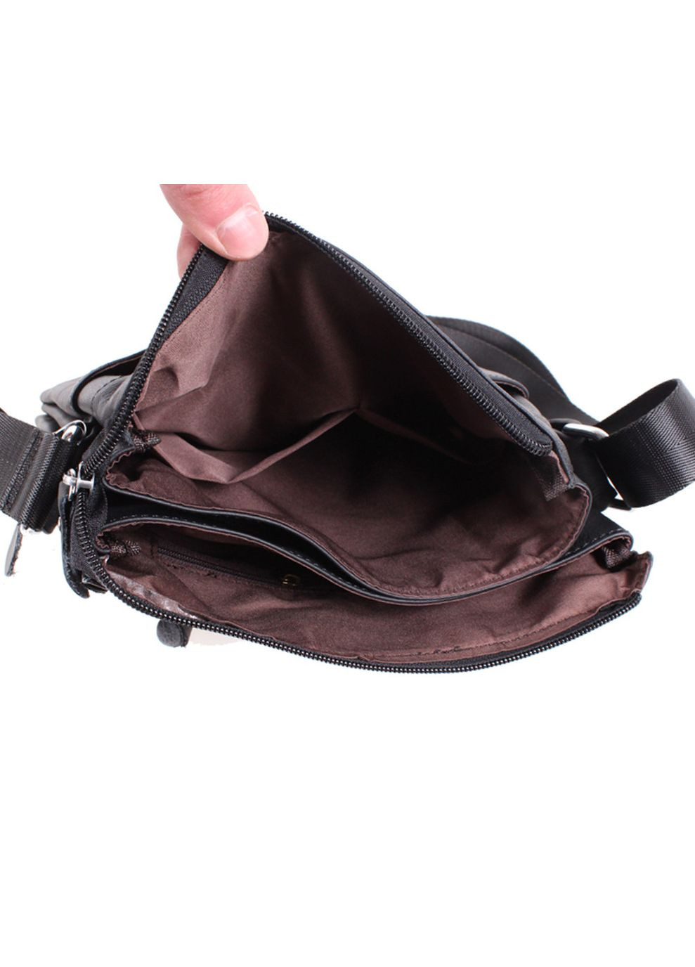 Чоловіча шкіряна сумка MESS8139 чорна No Brand (370848144)