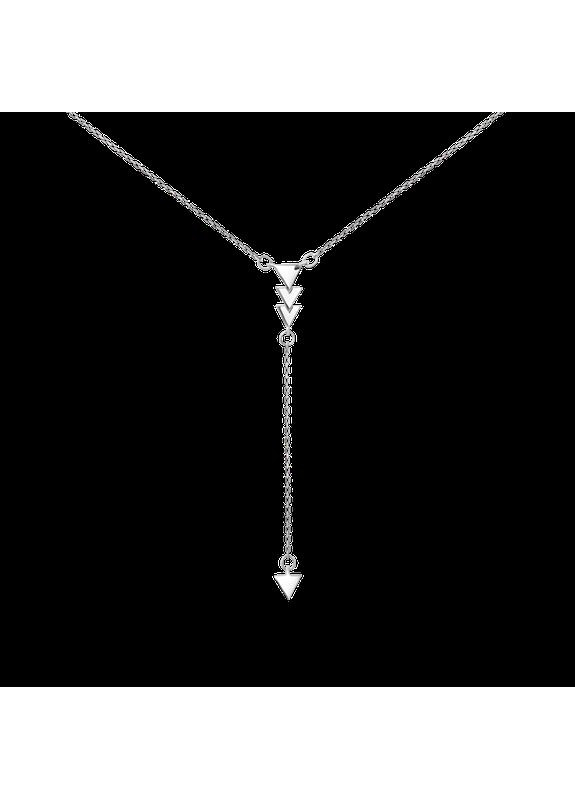 Комплект срібний Трикутники сережки пусети та кольє з підвіскою Каштан (342334973)