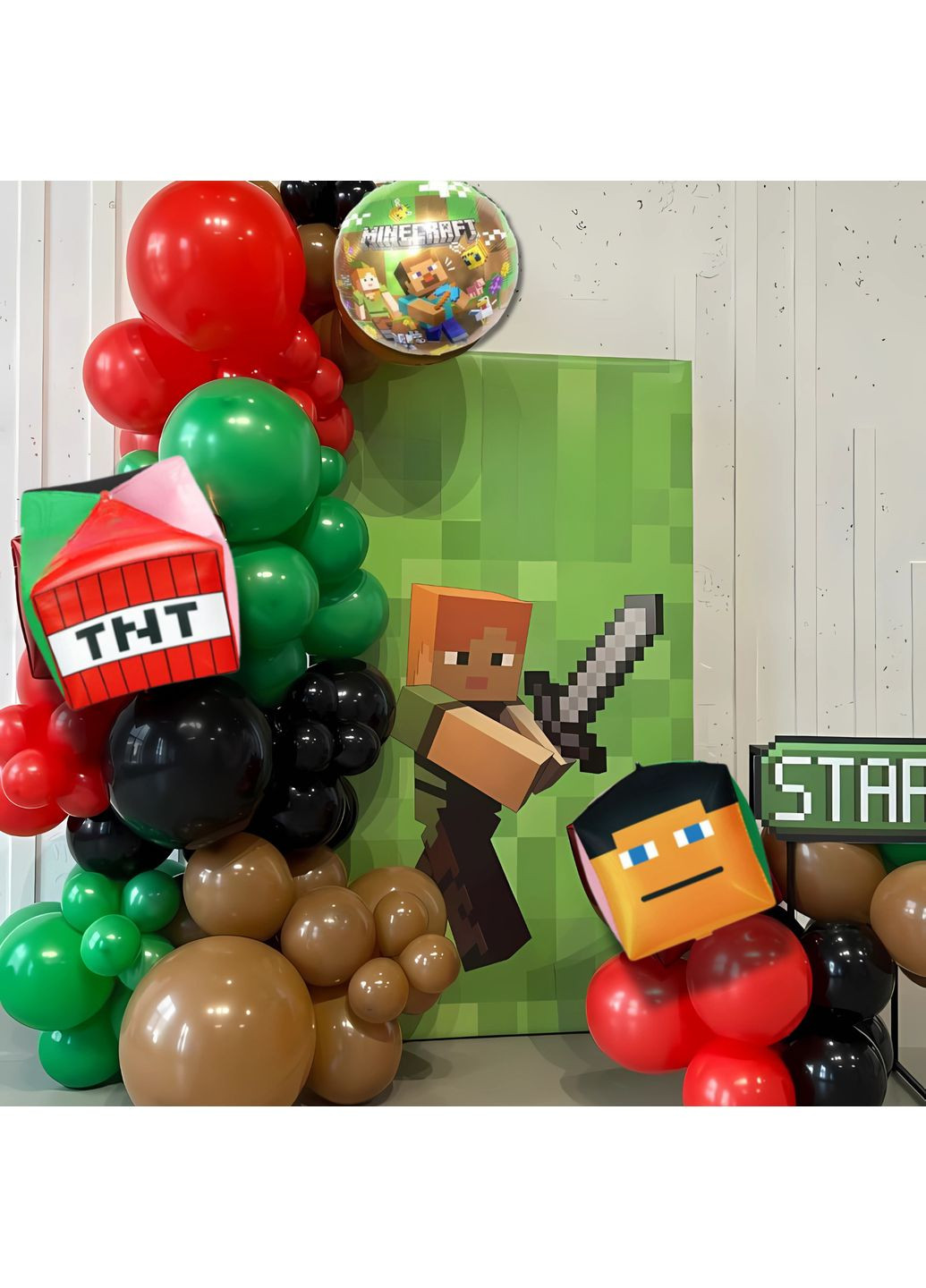 Набір 70 куль для фотозони Майнкрафт Крафтовий ящик Червоний і зелений No Brand (360560123)