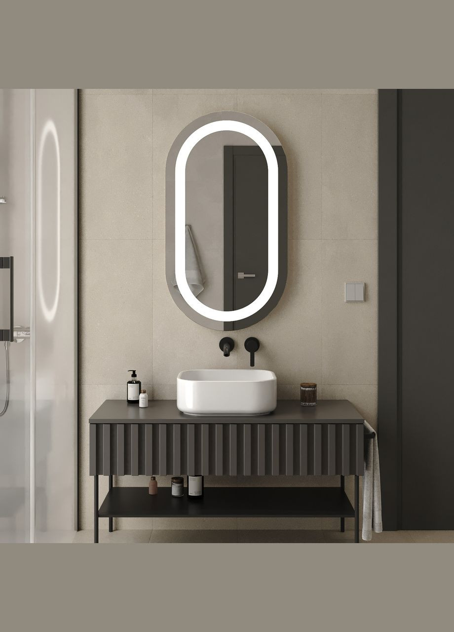 Стильне дзеркало з LED-підсвіткою у ванну або вітальню Лідс 800×500 MORELI (335424783)