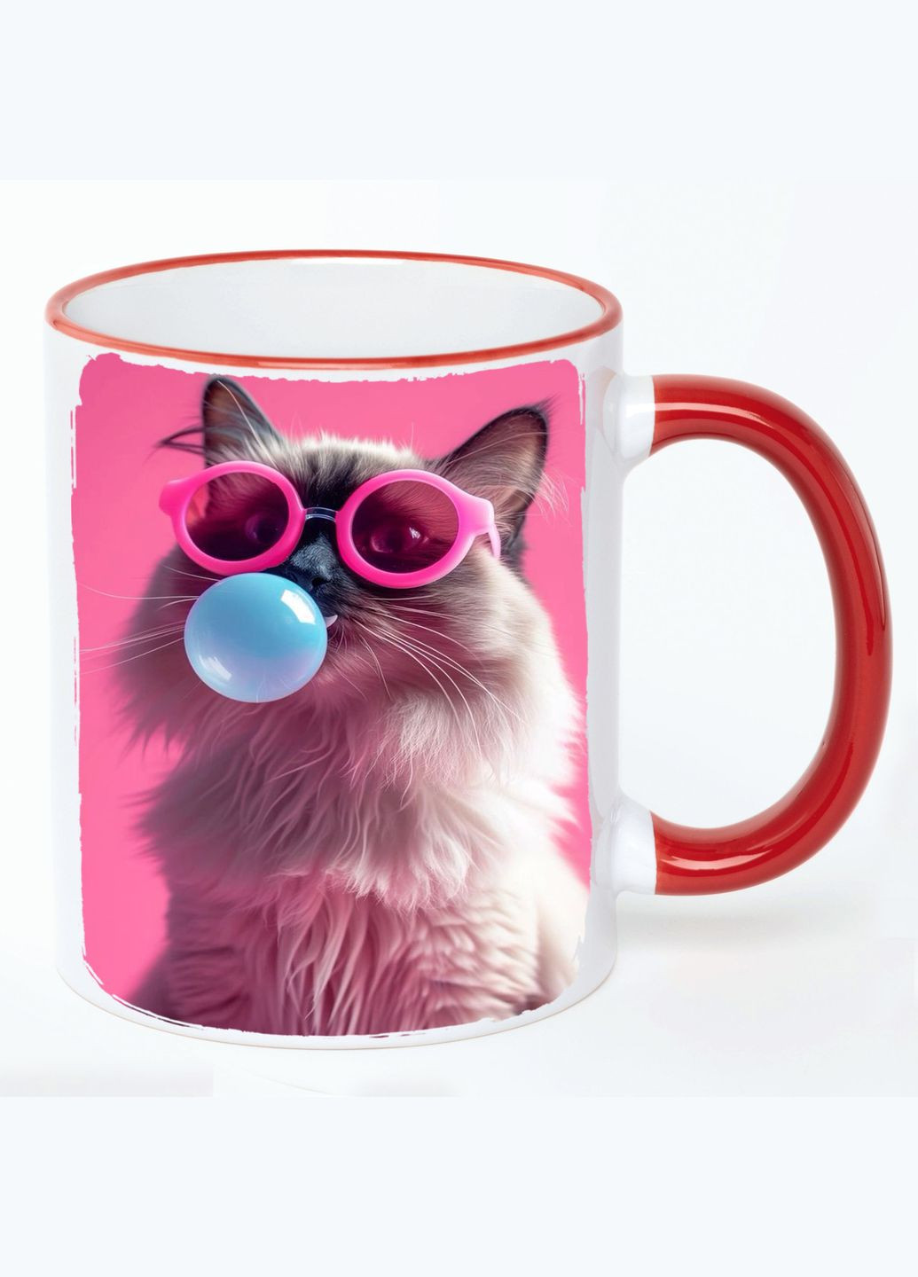 Чашка Cats (кружка, кружка) #012 Белая с Красной ручкой 330 мл No Brand (322715600)