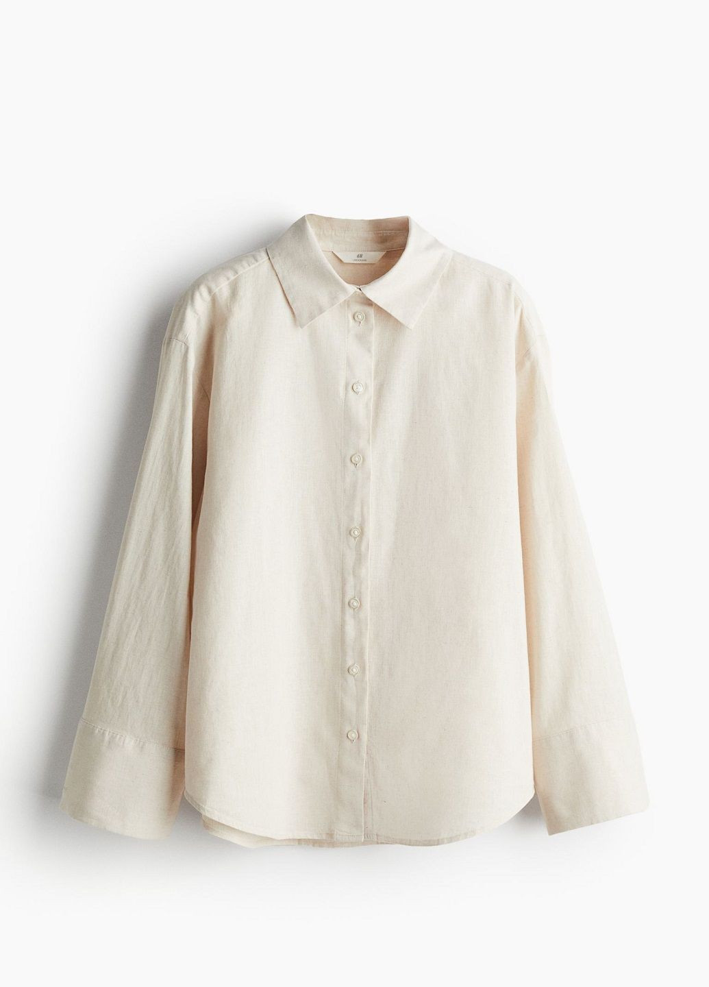 Светло-бежевая классическая рубашка однотонная H&M