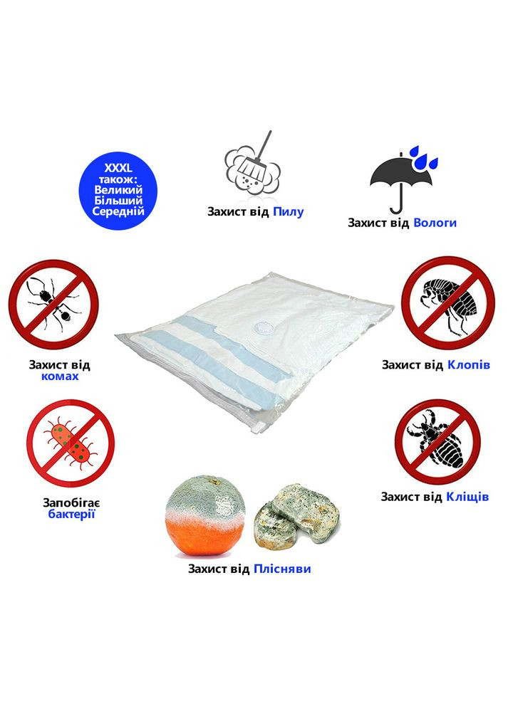 🔥 3D Вакуумні Пакети для Одягу - Комплект з 12 пакетів - 3 розміри ❤️ ТМ 🔥 Comshop (301219819)