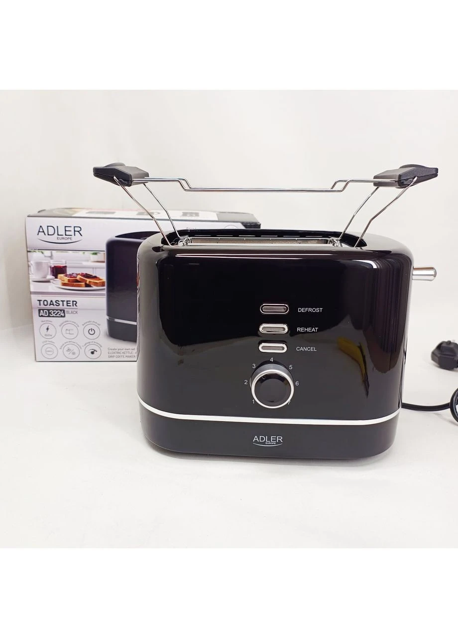 Тостер Adler AD 3224 7 уровней поджаривания решетка для булочек 850Вт Black No Brand (385232763)